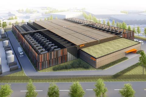 Yondr will in Bischofsheim ein Rechenzentrum realisieren. Das Architektenbüro ATP hat dazu eine erste vorläufige Projektskizze erstellt. Grafik: Yondr GmbH