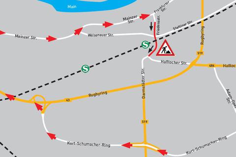Der Verkehr wird großräumig um die Unterführung geleitet. Foto: Stadt