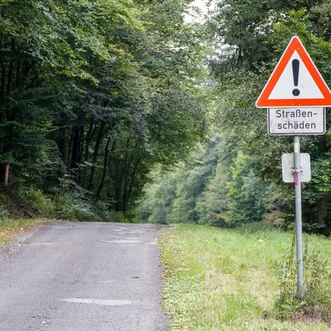 Straßenschäden befinden sich auf der gesamten Länge des Stippbachwegs. Zwei Drittel des Verbindungswegs verlaufen über Sinner Gebiet.