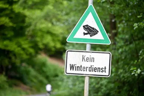 Am Ortsausgabe von Sinn in Höhe des unteren Eisweihers im Stippbachtal wird auf die Amphibien in dem Gebiet hingewiesen. Auch macht Sinn derzeit deutlich, dass der Stippbachweg, der nicht als Straße gewidmet ist, nicht vom Winterdienst bedient wird 