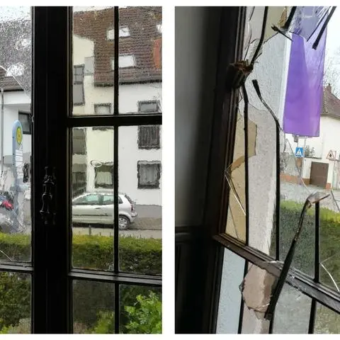Im Stadtteil Laubenheim eingeworfene Fenster.