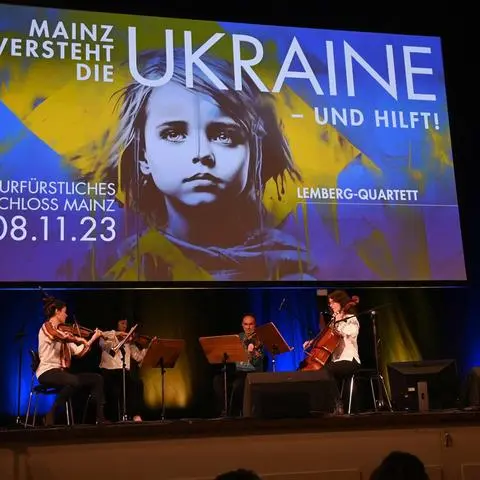 Das Lemberg-Quartett tritt beim Abend der Solidarität mit der Ukraine im Kurfürstlichen Schloss auf.