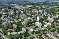 Das Luftbild zeigt, wie grün der Sampel (Vordergrund) im Sommer ist. Dieses Grün ist jedoch in die Jahre gekommen und soll aufgewertet werden.