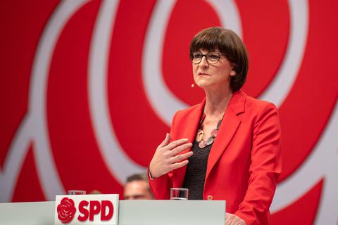 Saskia Esken beim Parteitag der SPD in Berlin.  Foot: dpa