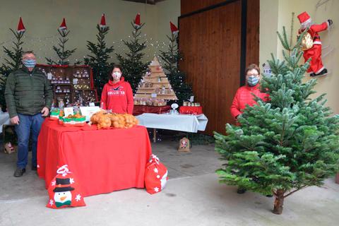 Ein bisschen Weihnachtsmarktatmosphäre ermöglicht Familie Göttge ihren Kunden in Hof und Scheuer.  Foto: Hildegund Klockner 