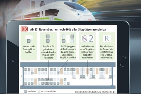 Die Grafik der deutschen Bahn verdeutlicht die neuen Sitzplatzregeln in Fernzügen. Foto: dpa