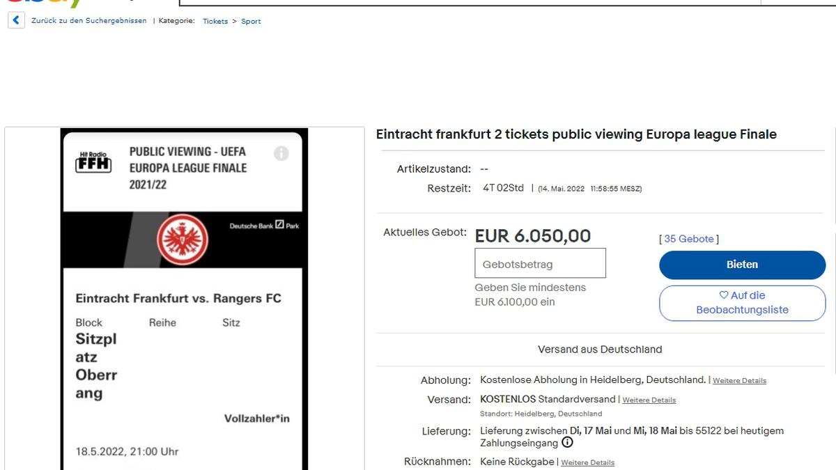 Eintracht-Public-Viewing Absurde Ticketpreise bei Ebay