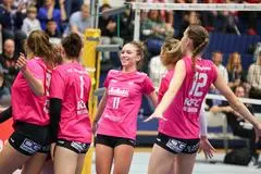 Volleyball - DVV-Pokal Frauen - VC Wiesbaden II - Dresdner SC  - 10.11.24, 
Alles gegeben und trotz des 0:3 Spaß gehabt - die Zwote des VCW,

- Foto: Paul Kufahl/rscp-photo
