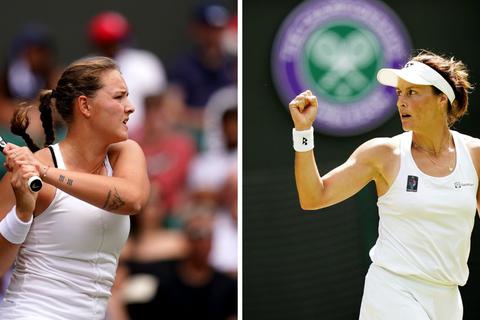 Jule Niemeier (links) wird im Viertelfinale des Rasen-Klassikers Wimbledon auf Tatjana Maria (rechts) treffen. Fotos: dpa